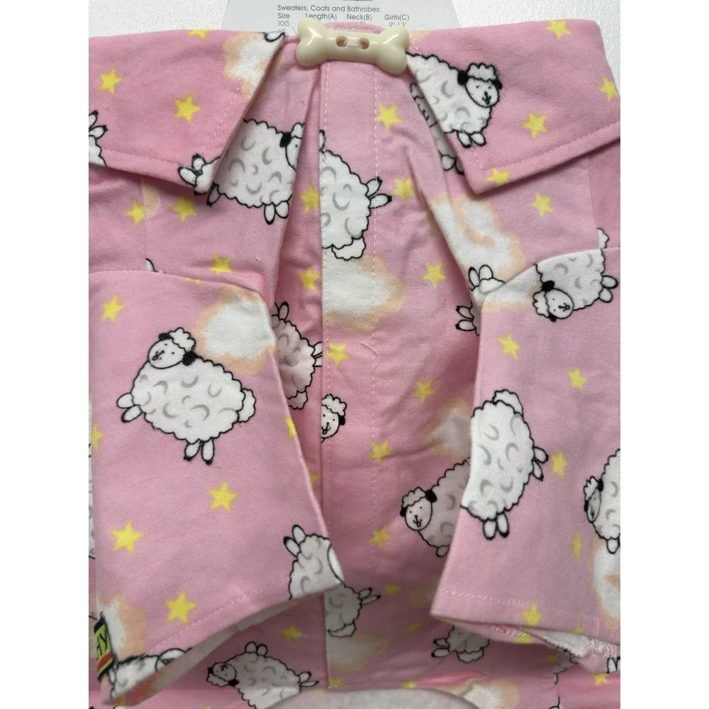 VIPoochy Dog Sweater Pajamas Coat Pink Sheep With Hook &Loop Closure Large #47‎
